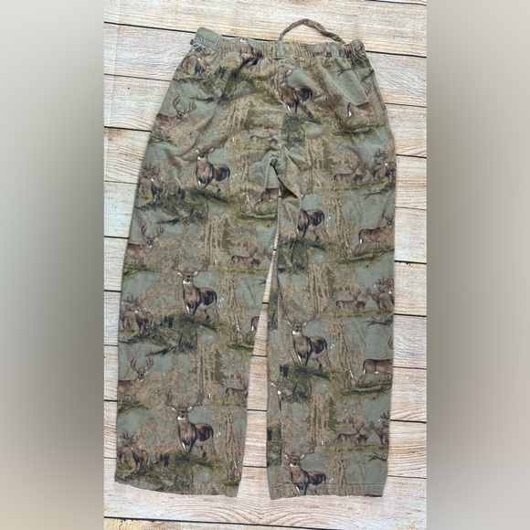 Vintage Original Cold Storage Pajama Pants Pockets Whitetail Deer Size Large T - Picture 2 of 8